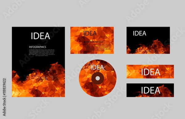 Fototapeta polygon fire layout paper set easy editable