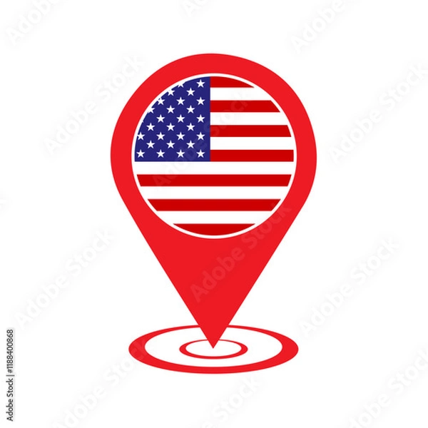 Fototapeta USA Location icon free vector, USA flag location pin, United States GPS marker Icon.
