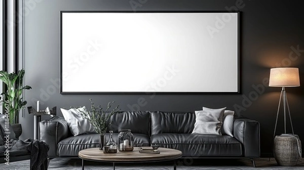 Fototapeta Modern Living Room with Minimalist Design and Empty Frame Display