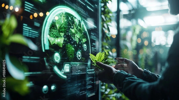 Fototapeta Corporate leaders presenting eco-friendly ai generated project at enhancedsr sustainable technology demonstration