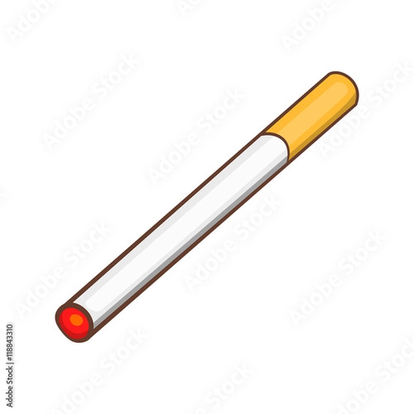 Fototapeta Cigarette icon in cartoon style isolated on white background. Smoking symbol