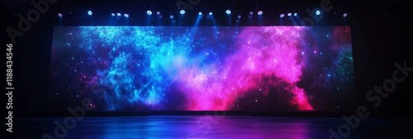 Fototapeta Display technology of the LED screen of colorful. LED screen shows in the work. Concert and party stage