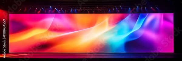 Fototapeta Display technology of the LED screen of colorful. LED screen shows in the work. Concert and party stage