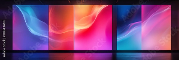 Fototapeta Display technology of the LED screen of colorful. LED screen shows in the work. Concert and party stage