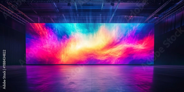 Fototapeta Display technology of the LED screen of colorful. LED screen shows in the work. Concert and party stage