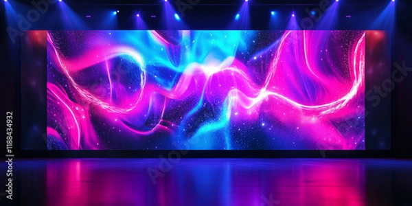 Fototapeta Display technology of the LED screen of colorful. LED screen shows in the work. Concert and party stage