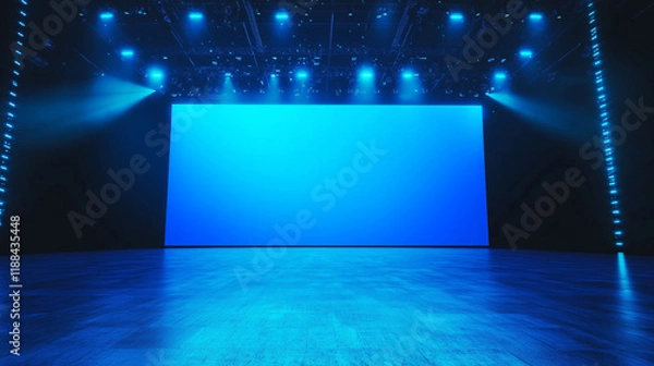 Fototapeta Cinema empty screen. audience with empty seats. Mock up	
