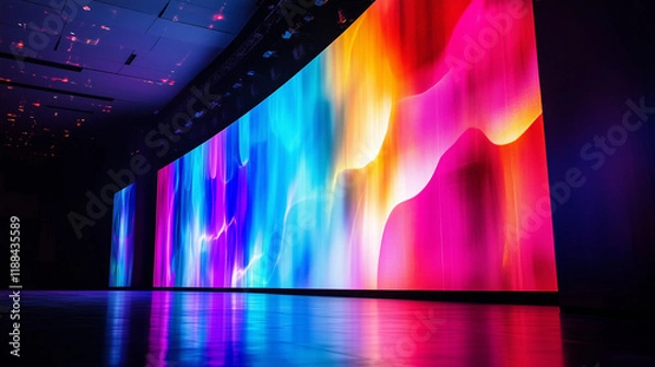 Fototapeta Display technology of the LED screen of colorful. LED screen shows in the work. Concert and party stage