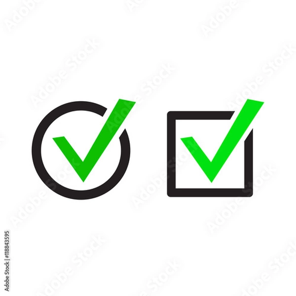 Fototapeta Green Check Marks Icons.