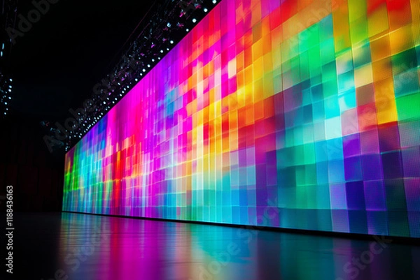 Fototapeta Large led projection screens. Colorful abstract background. Light show on the stage.	