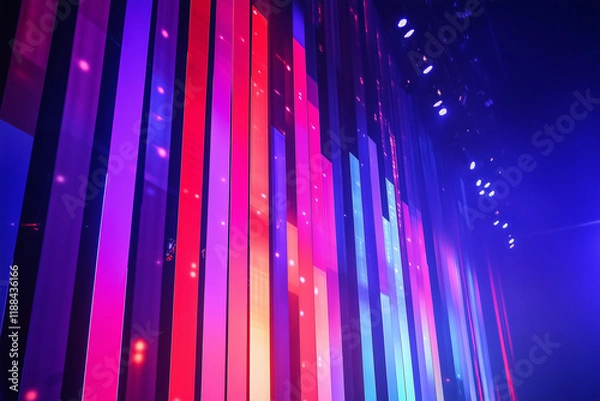 Obraz Large led projection screens. Colorful abstract background. Light show on the stage.	