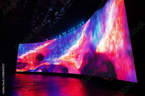 Fototapeta Large led projection screens. Colorful abstract background. Light show on the stage.	