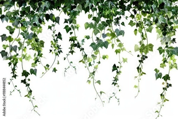 Fototapeta High Definition Picture of Jungle Vines Flowing Isolated on White Background