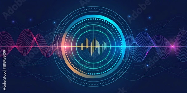 Fototapeta Dynamic Circular Abstract Technology Background Featuring Flowing Shapes