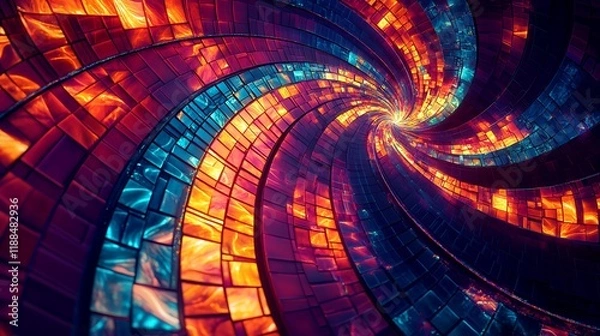 Obraz Vibrant digital mosaic glows with dynamic neon patterns in tech design