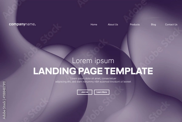 Fototapeta Abstract modern technology Landing page template, flowing line digital technology, smooth particle wave, big data techno design concept background wallpaper, Annual reports, flyer, poster, cover. EPS