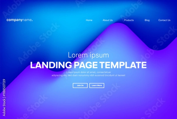 Fototapeta Abstract modern technology Landing page template, flowing line digital technology, smooth particle wave, big data techno design concept background wallpaper, Annual reports, flyer, poster, cover. EPS