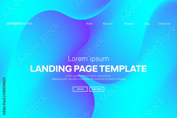 Fototapeta Abstract modern technology Landing page template, flowing line digital technology, smooth particle wave, big data techno design concept background wallpaper, Annual reports, flyer, poster, cover. EPS