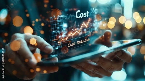 Fototapeta Ai generates cost reduction strategies business setting digital content professional environment closeup viewpoint