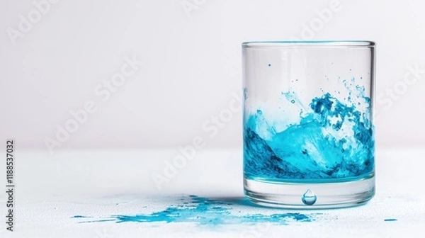 Fototapeta A glass of water with a drop of water coming out of it