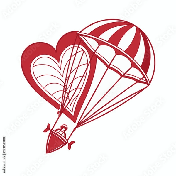 Fototapeta A couple under a heart-shaped balloon silhouette, with design motifs adding to the romantic atmosphere.