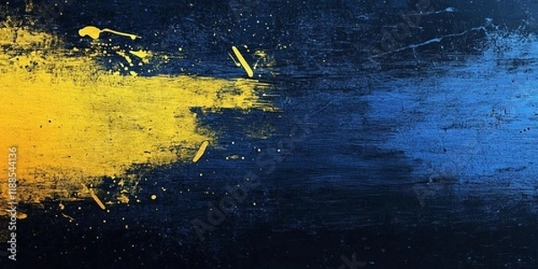 Fototapeta Grainy yellow and blue abstract texture with soft noise, perfect for modern backgrounds and digital design projects, book illustration style