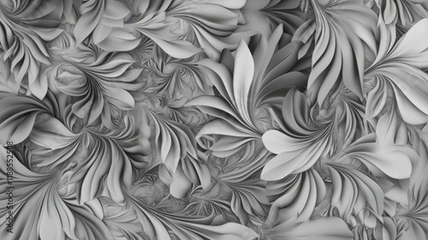 Obraz Stunning Gray Floral Design: Intricate Abstract Pattern for Home Decor
