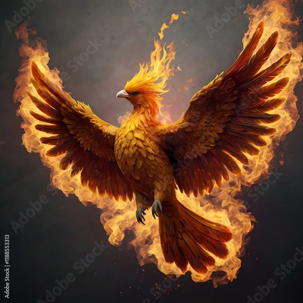 Fototapeta Phoenix bird with fire effect