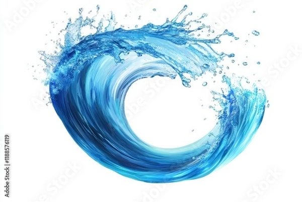 Obraz Transparent realistic water splash isolated swirl with droplets Vector image of dynamic liquid wave and fresh drink whirl