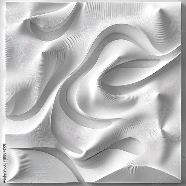 Fototapeta Abstract Architectural Design: A Striking White Relief Panel with Intricate Geometric Forms