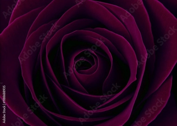 Fototapeta Closeup of a vibrant purple rose with intricate petals on dark background