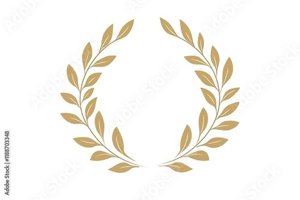 Obraz Golden Laurel Wreath: Victory, Award, Achievement, Success, Triumph, Celebration, Honor, Prestige, Glory, Champion,     