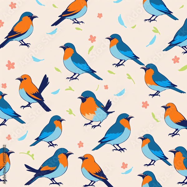 Fototapeta seamless pattern with birds