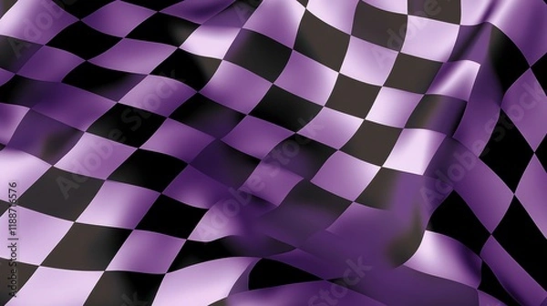 Fototapeta Stunning Purple Checkered Flag Design: A Dynamic Racing Flag for Sports Enthusiasts