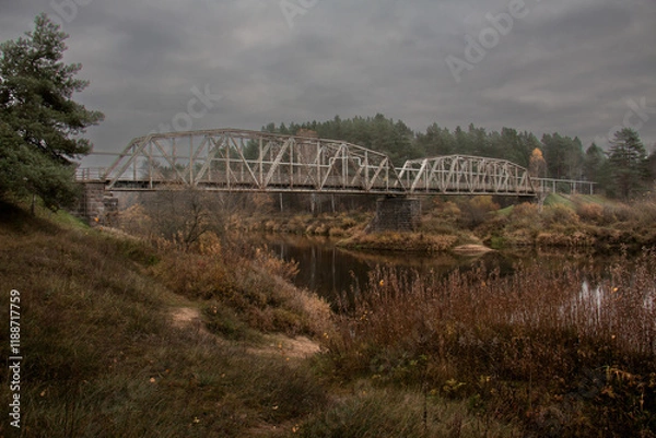 Obraz old railway bridge over river