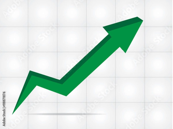 Obraz Green graph arrow move up vector background
