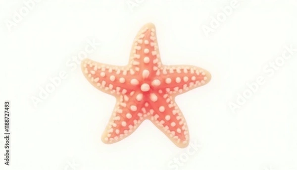 Fototapeta Starfish. The silhouette of a starfish coral color isolated on a white background. Star icon in cartoon style.

