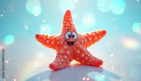 Fototapeta Starfish. The silhouette of a starfish coral color isolated on a white background. Star icon in cartoon style.
