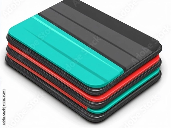 Fototapeta Stack of Colorful Tablet Cases Tech Accessories
