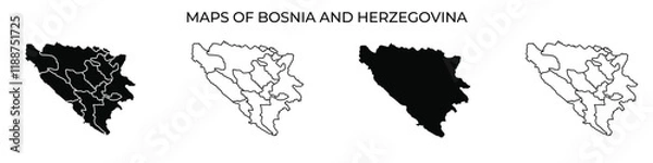Fototapeta Different styles of maps representing Bosnia and Herzegovina
