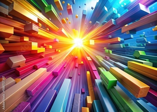 Fototapeta Colorful Pointing Crowds: A Dynamic Scene of Movement and Energy