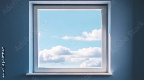 Fototapeta Crystal Clear Window with Picturesque Cloudy Sky View
