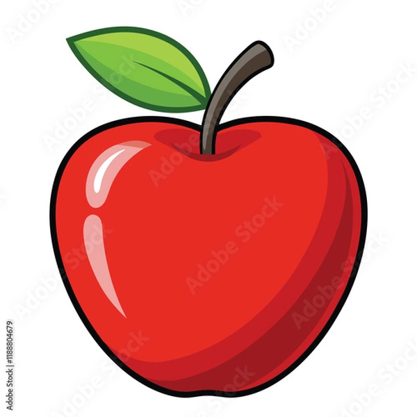 Fototapeta red apple with leaf
