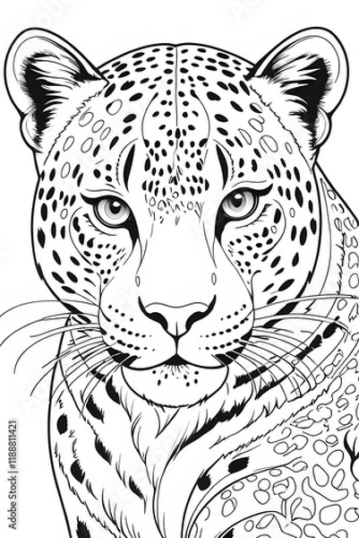 Fototapeta leopard sketch of colouring sheet. you can print it on standard A4 paper