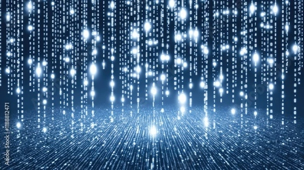 Fototapeta Digital Rain: Abstract Data Stream Visualization