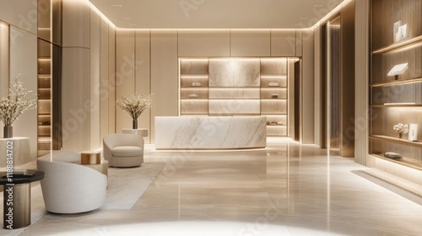 Fototapeta A high-end modern luxury background with soft lighting and smooth marble textures, perfect for showcasing luxury brands.