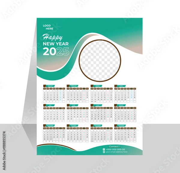 Obraz one page calendar design, 2025 wall calendar design