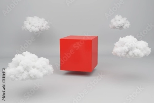 Obraz Red Cube Among Clouds