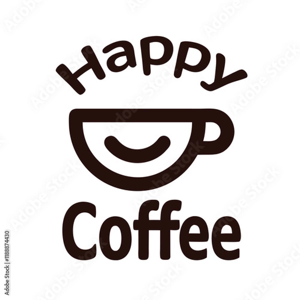 Fototapeta Minimalist Happy Coffee Logo Vector Design.
