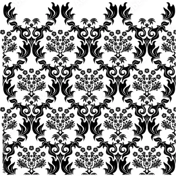 Fototapeta Seamless Damask Pattern in Classic Ornamental Style for Wallpapers Textiles and Decorative Projects with Elegant Artistic Details